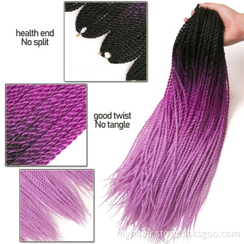 Ombre Senegalese Twist Crochet Braids 24 Inch 30 Roots/Pack Synthetic Hair for Women Twist Braiding Hair Extension